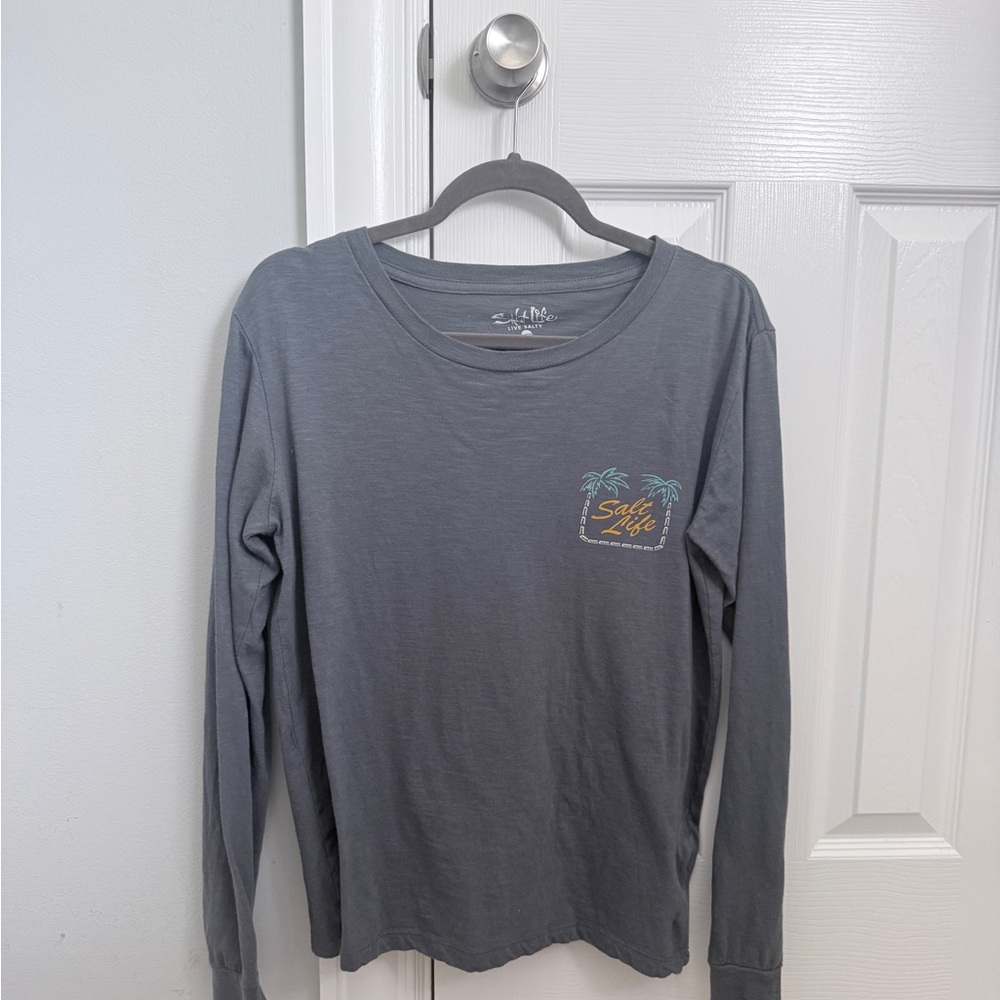 Salt Life Black/Gray Long Sleeve Tee with White Logo